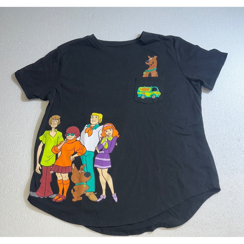 Scooby-Doo Mystery Inc Graphic Pocket T-Shirt Black XL 15-17 Mystery Machine